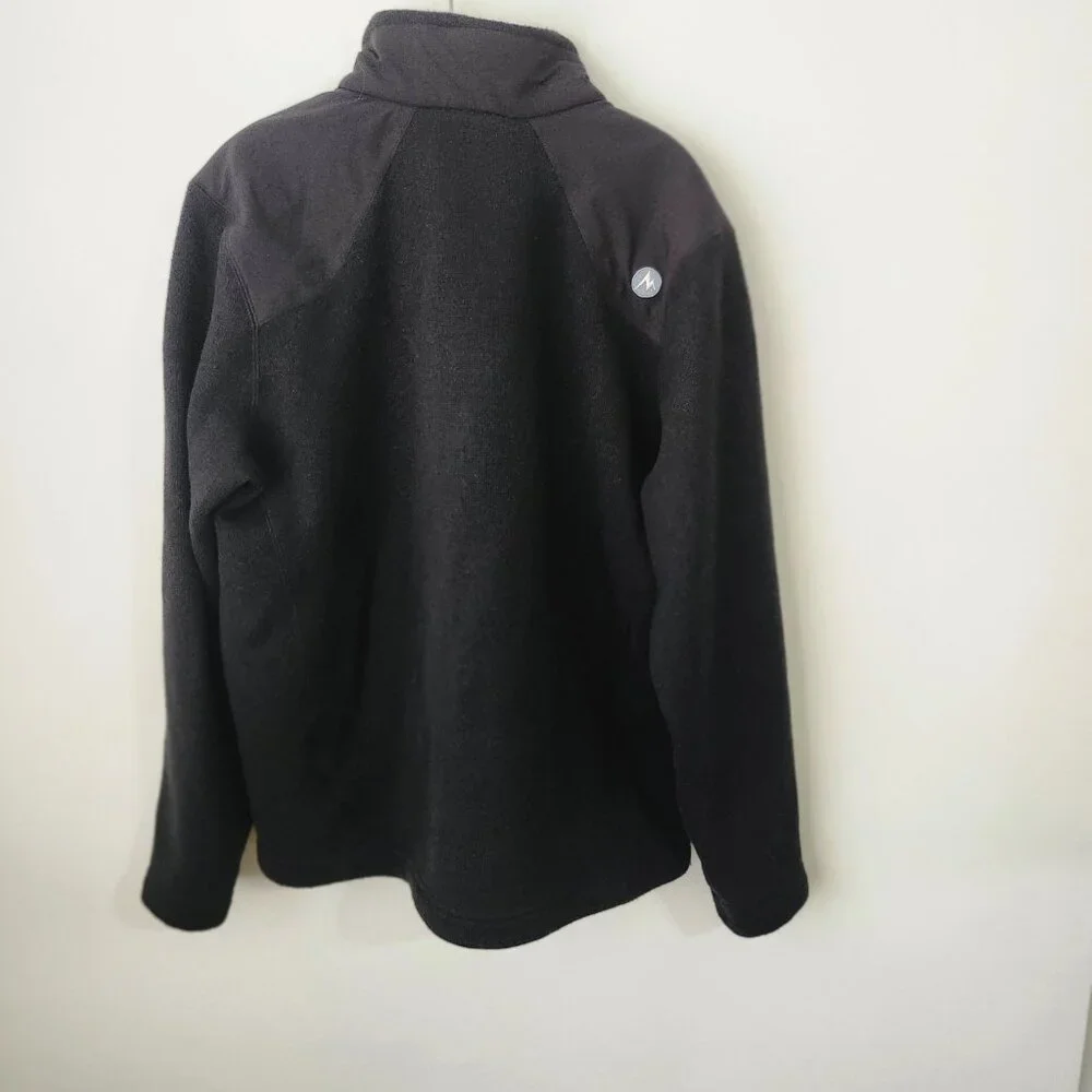 Marmot Men’s Large Full Zip Fleece Jacket Black Outdoor Hiking Warm - Picture 3 of 6
